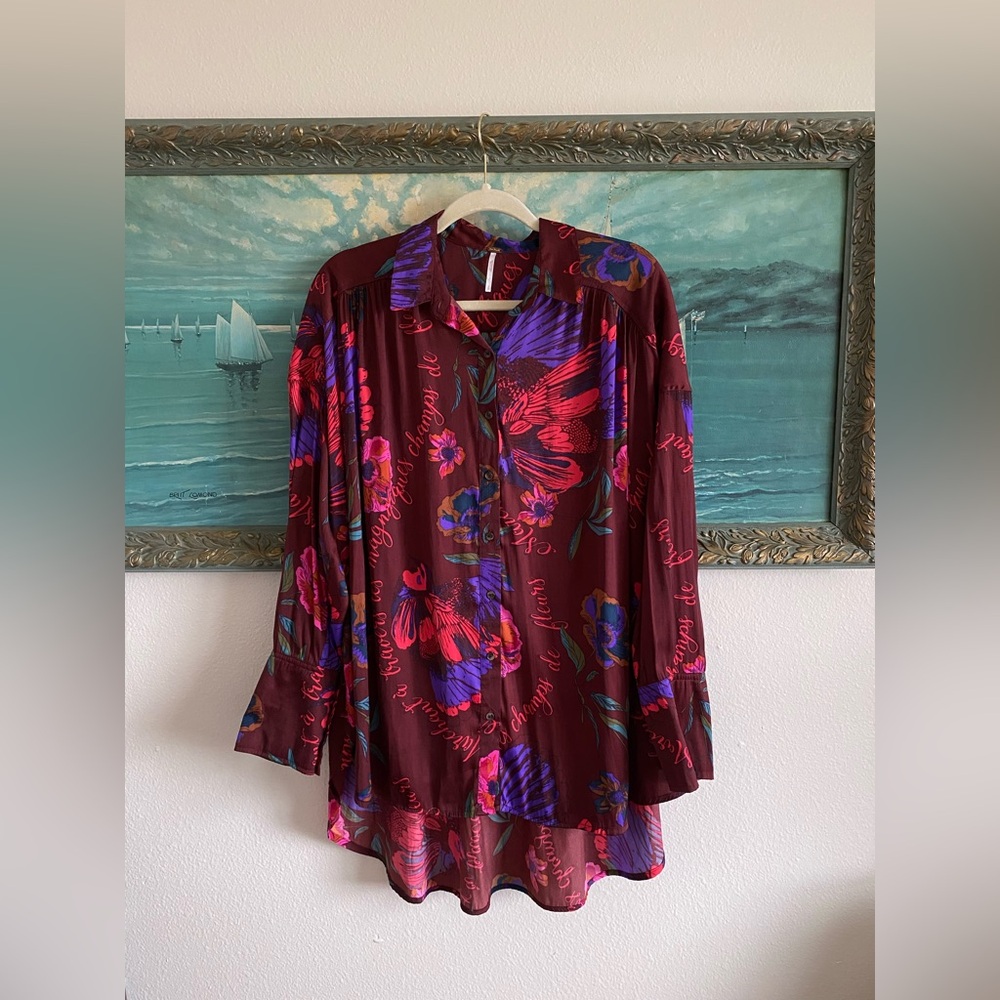 Free people floral blouse, size small